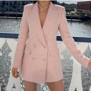 ZARA Blogger’s Favorite Textured long tweed blazer XS